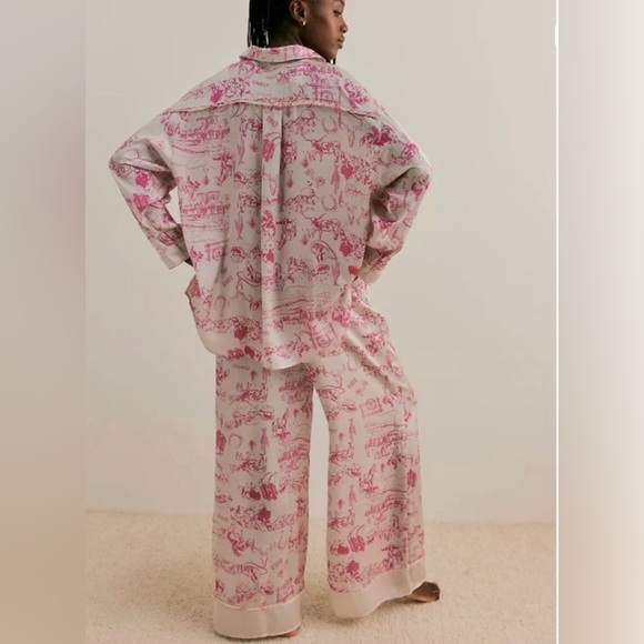 NWOT Free People western print pajama set in pink size XL - Picture 4 of 15